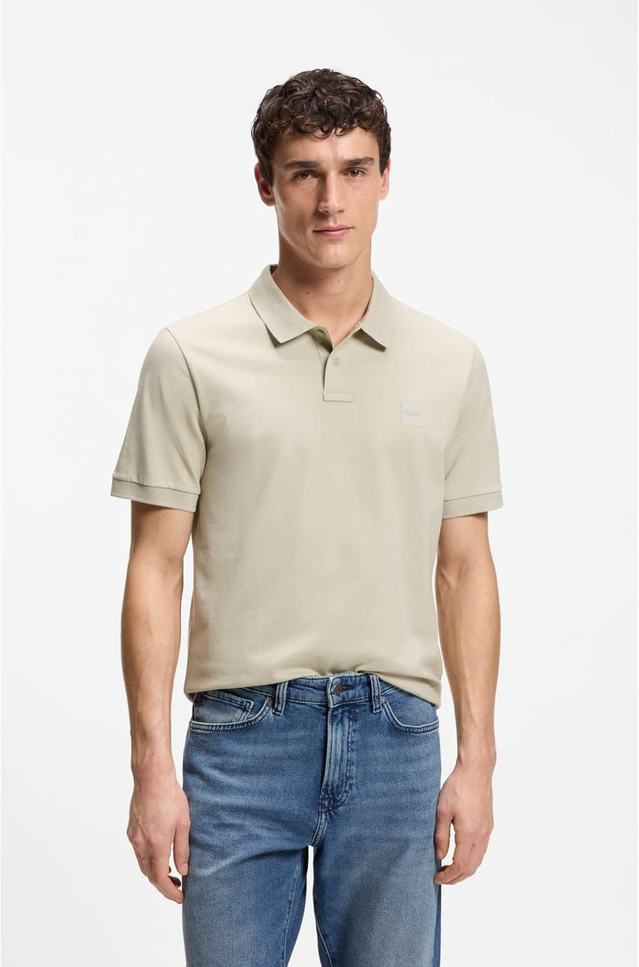 BOSS Herren Passenger Slim-Fit Poloshirt aus Stretch-Baumwolle mit Logo-Aufnäher M Light Beige271, M