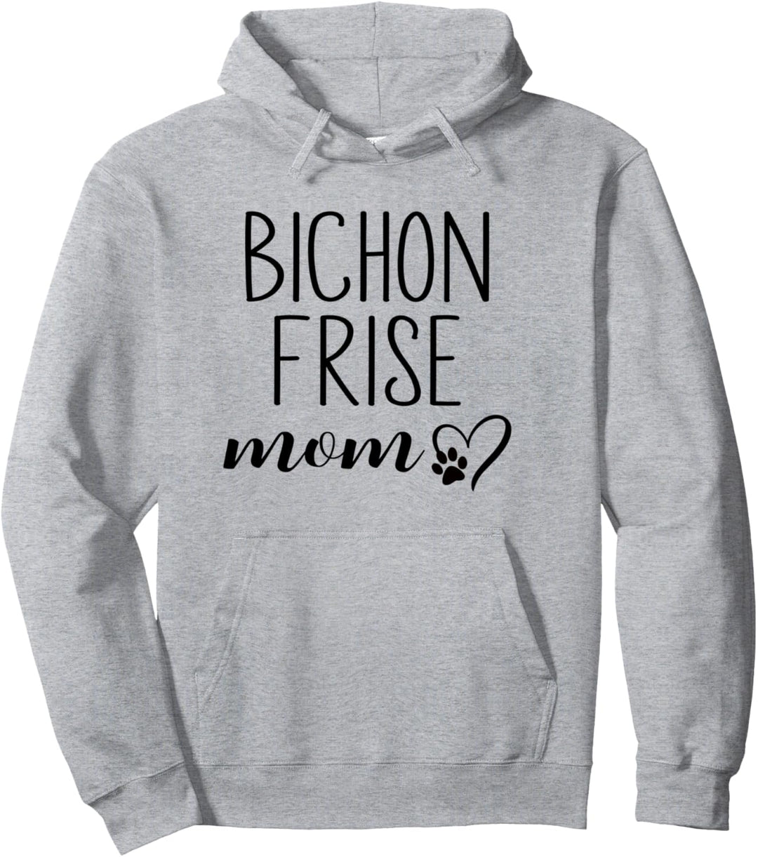 Dog Paw Print Heart Bichon Frise Mom Pullover Hoodie