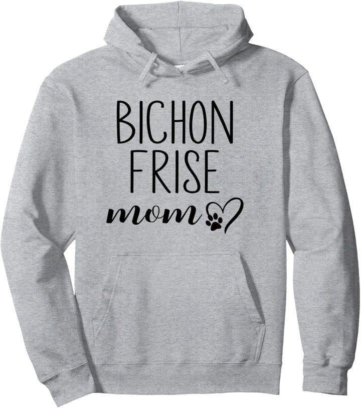 Dog Paw Print Heart Bichon Frise Mom Pullover Hoodie