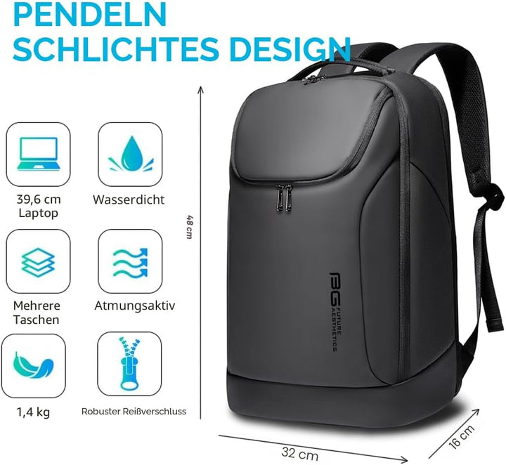 BANGE Business-Smart-Rucksack, wasserdicht, 39,6 cm (15,6 Zoll) Laptop-Rucksack, robuster Reiserucks