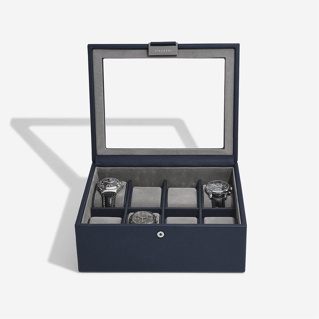 Stackers Navy Blue 8 Piece watch box, Navy