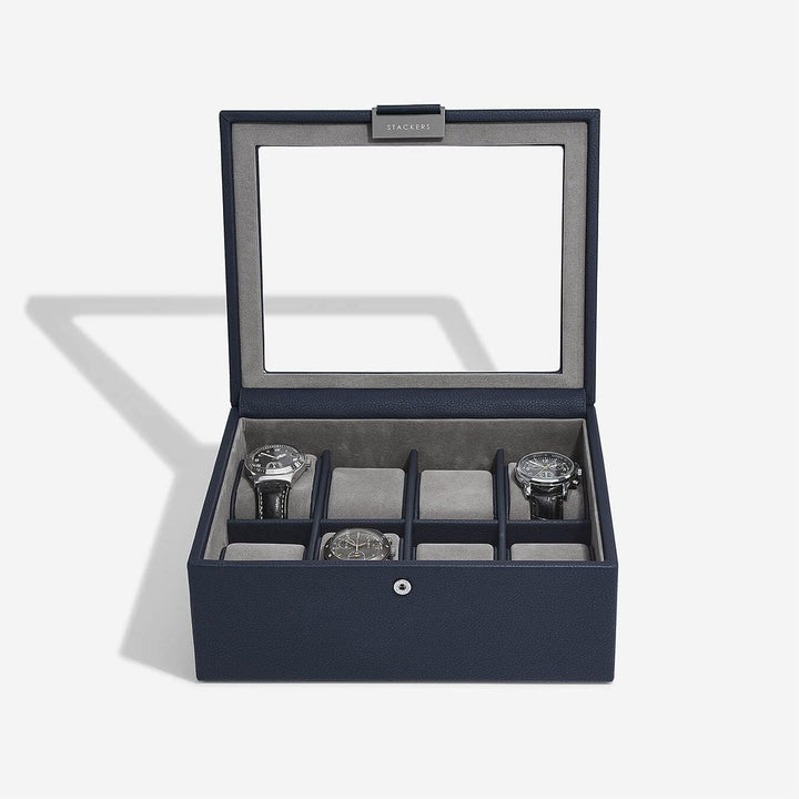 Stackers Navy Blue 8 Piece watch box, Navy