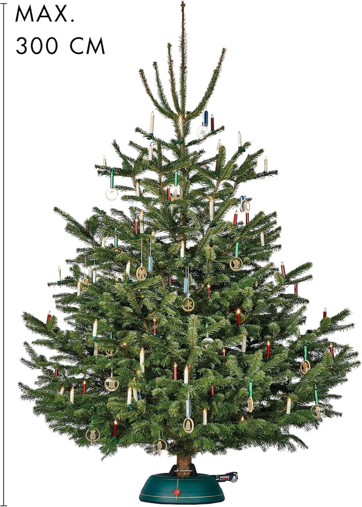 KRINNER Weihnachtsbaum Christbaumständer PREMIUM XL grün inkl. Fusspedal- und Einseiltechnik Sicherh