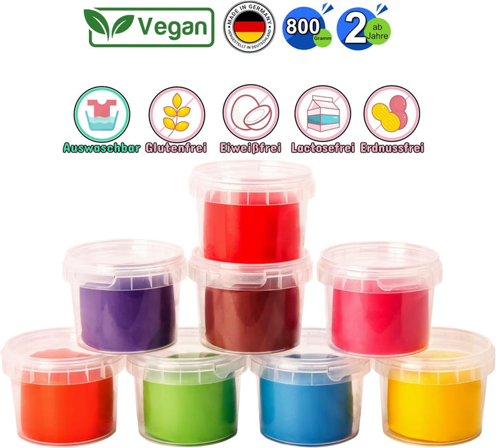 Knete 8 verschiedenen Farben 800g Spielknete Kleinkinderknete ab 2 Jahre XXL Set Weich glutenfrei Ki