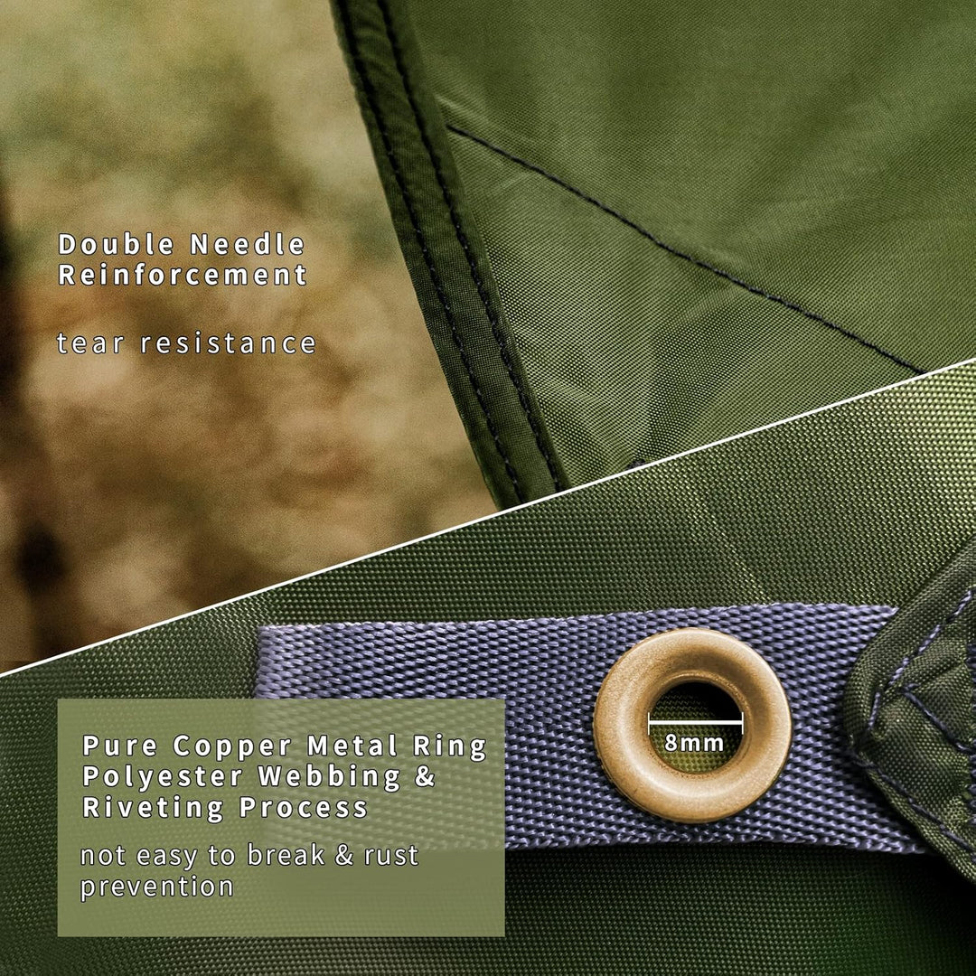 Unigear Zeltplane wasserdicht, 350x290cm/450x420cm sechseckig Tarp mit Ösen + 6 Aluminium Erdnägel+