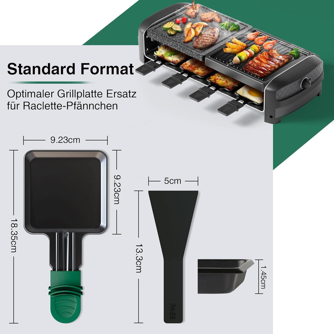 Yoassi Pfännchen für Raclette, Antihaftbeschichtet Grill Pfännchen, Viereckig Mini Raclette Grill Pf