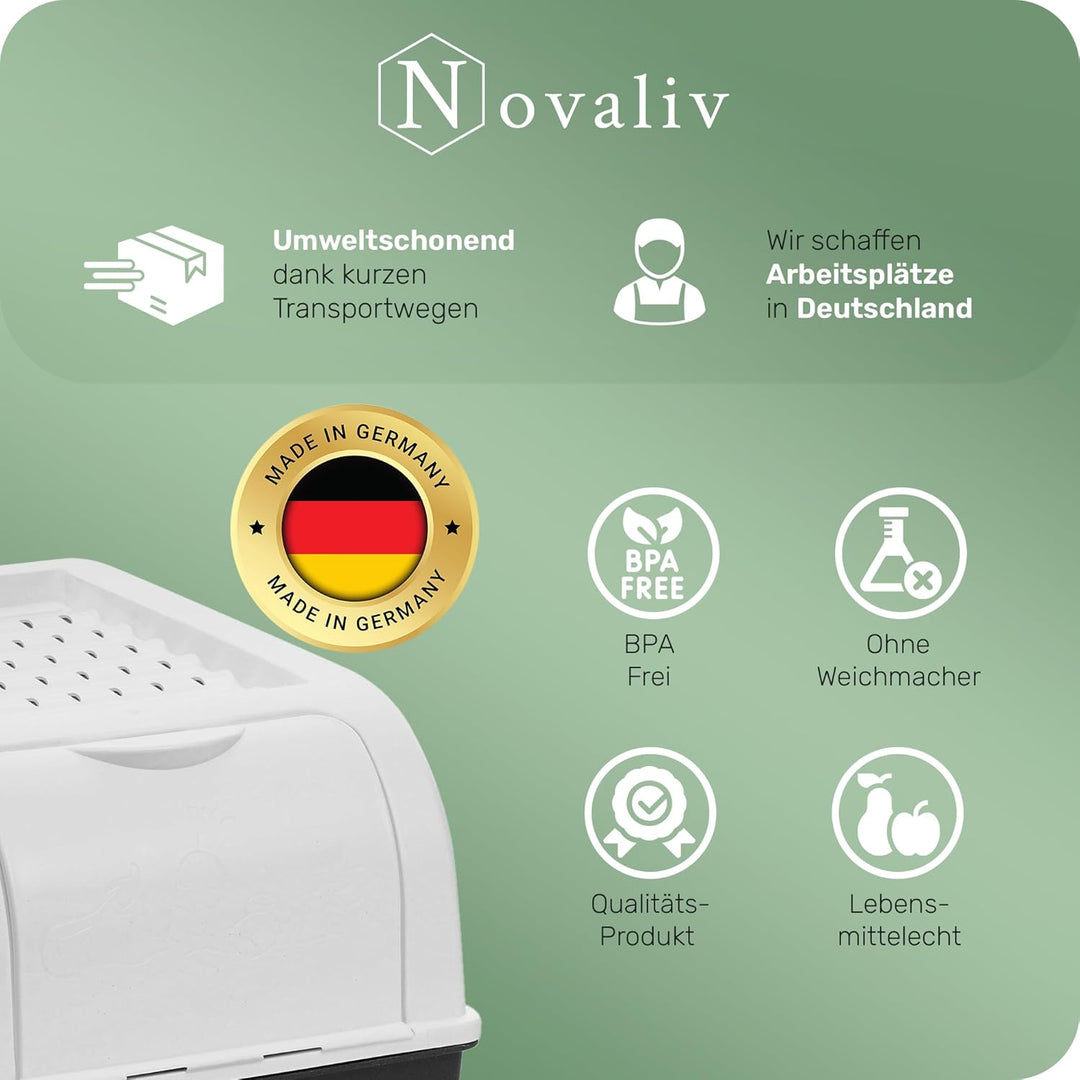 Novaliv Kartoffel Aufbewahrungsboxen Set | 3,5L + 5L + 9L | Weiss | Kartoffelboxen | Gemüseboxen sta