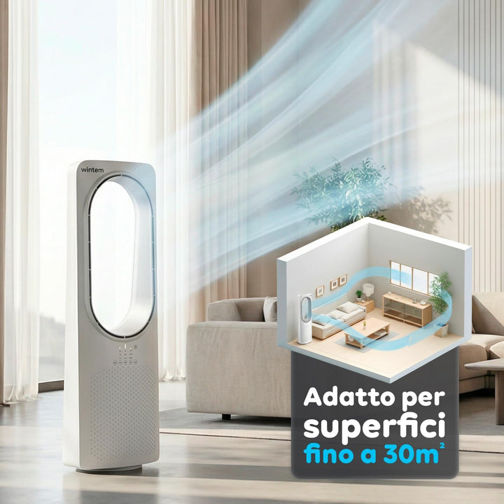 Wintem Freezy Turmventilator ohne Flügel, mit Fernbedienung und Timer, Wirbelkühler, mit Oszillation