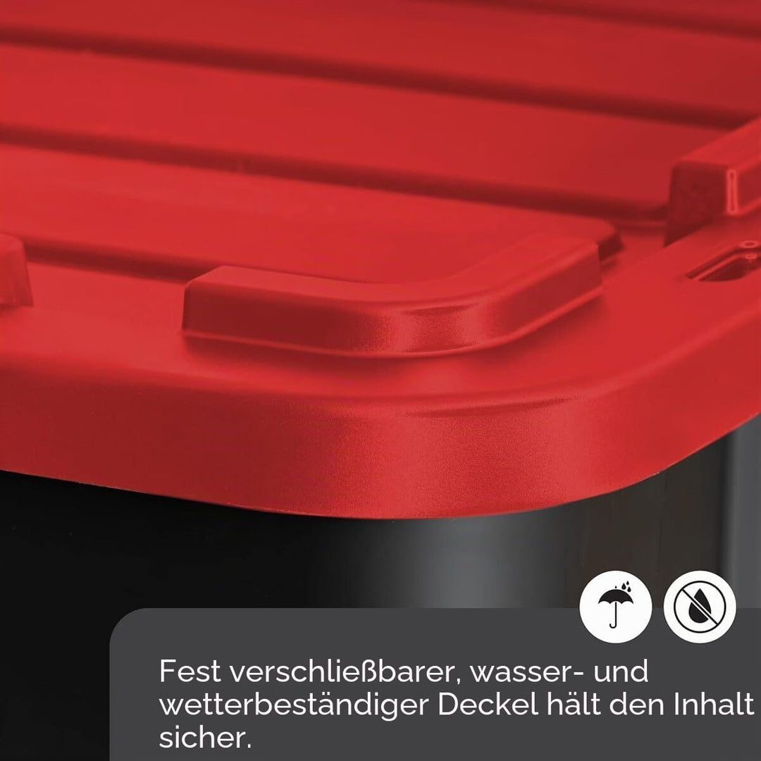 Iris Ohyama Heavy Duty Organisation Boxes, 100L, 3er-Set, Schwarz, Gross, Robust, Stapelbar, Aufbewa