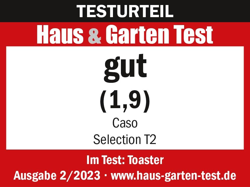 CASO Selection T 2 - Design Toaster, Edelstahlgehäuse, Optimale Röstgradeinstellung auf 7 Stufen, In