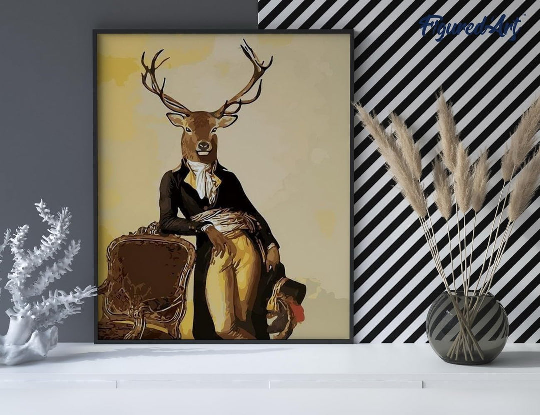 Figured'Art Malen Nach Zahlen Erwachsene Mit Rahmen Der Hirsch Dandy - Paint by Numbers Basteln DIY