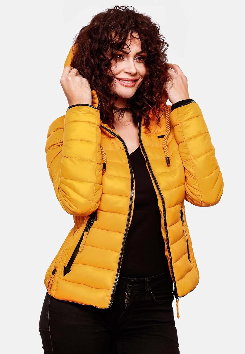 Navahoo Damen leichte Übergangsjacke Steppjacke mit Kapuze Lulana XS-XXL XS Gelb, XS Gelb