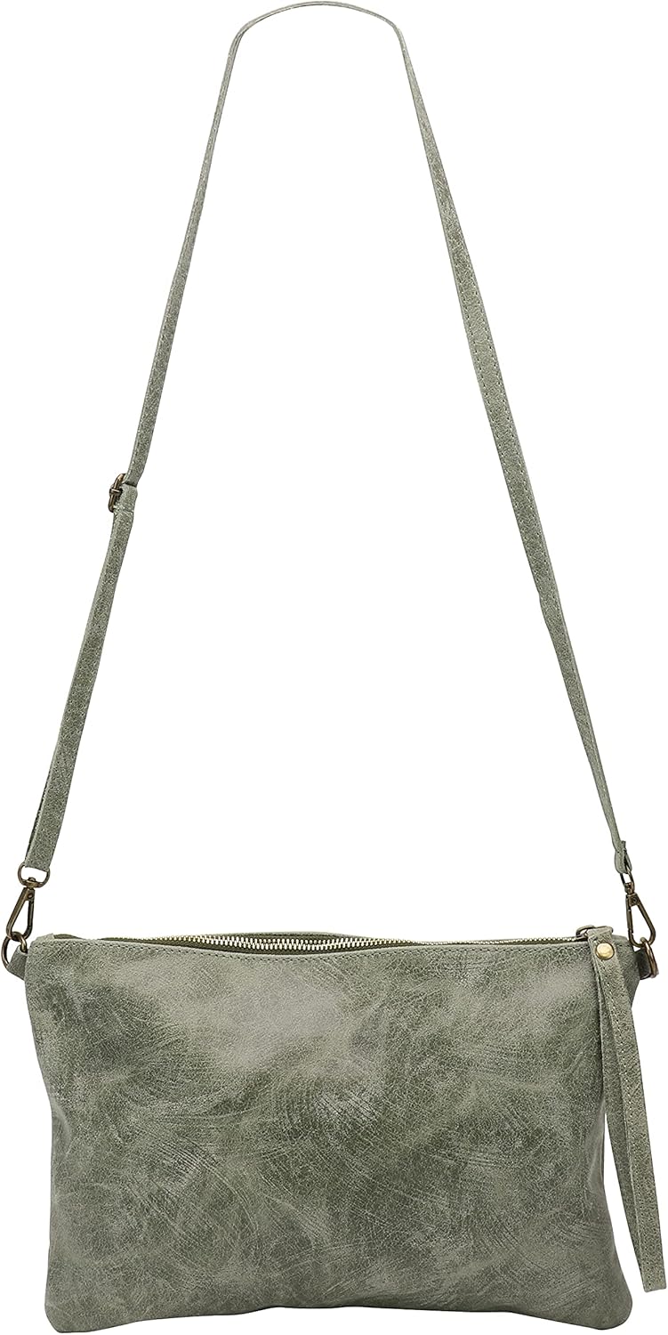 SH Leder Echtleder Umhängetasche Clutch im vintage look mittelgross Tasche Abendtasche 33x22cm Clara