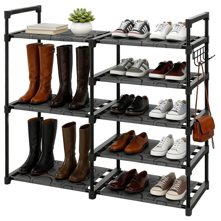 5 Ebenen Schuhregal, 83 cm Breit Platzsparend Schuhständer mit hoher Etage für Stiefel, Freistehende
