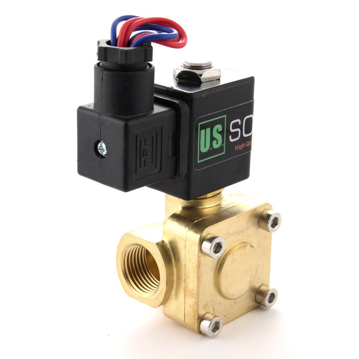 U.S. Solid 1/2" G 230V AC Messing Magnetventil 0,1-16 Bar für Wasser Luft Gas Öl, NC, VITON, Vertika