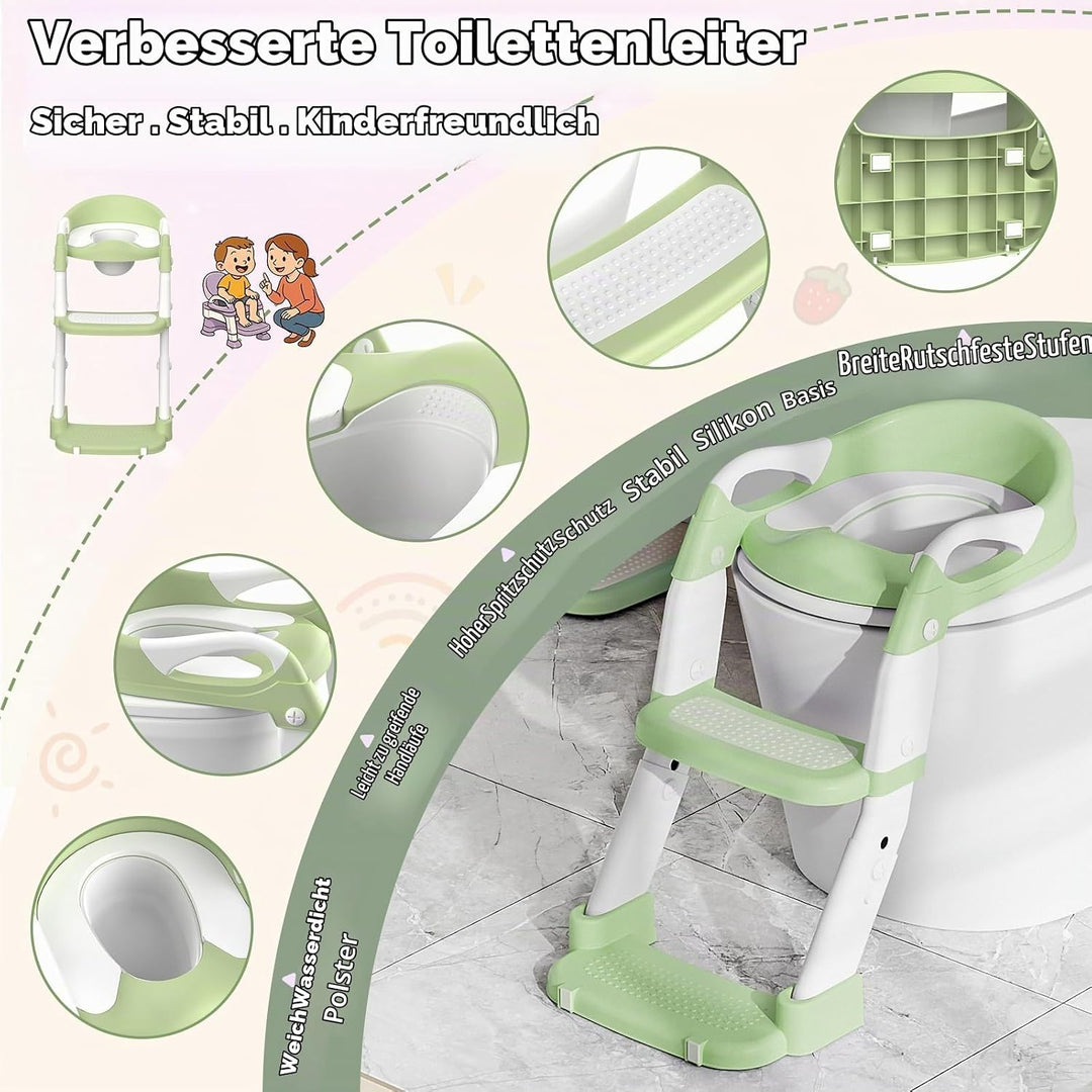 Toilettensitz Kinder, 3 IN 1 Toilettensitz Kinder mit Treppe für Jungen Mädchen, Upgraded 3-in-1 Bab