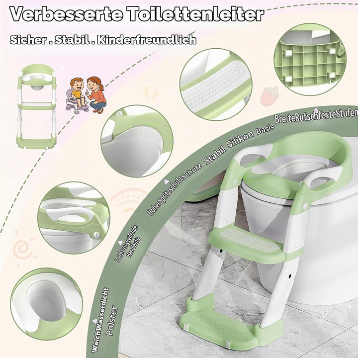 Toilettensitz Kinder, 3 IN 1 Toilettensitz Kinder mit Treppe für Jungen Mädchen, Upgraded 3-in-1 Bab
