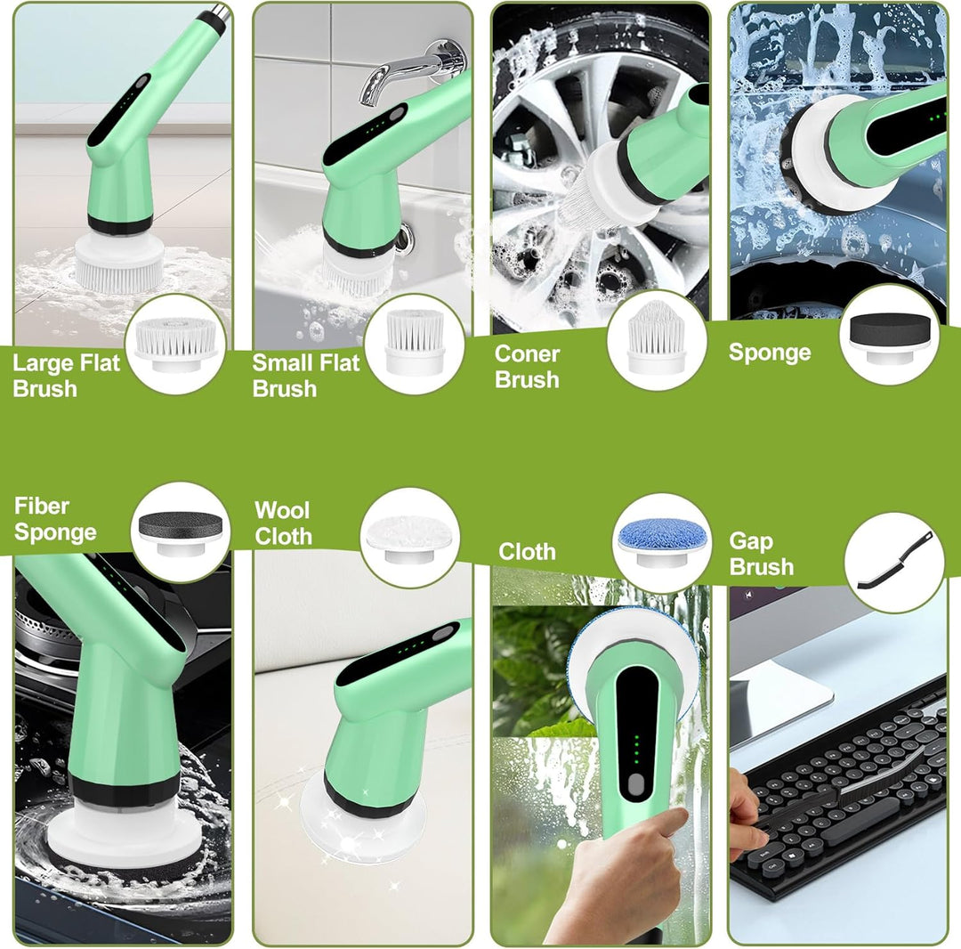 Elektrische Reinigungsbürste, Electric Cleaning Brush mit 7 Wechselbürsten, IPX7 wasserdichte Putzbü