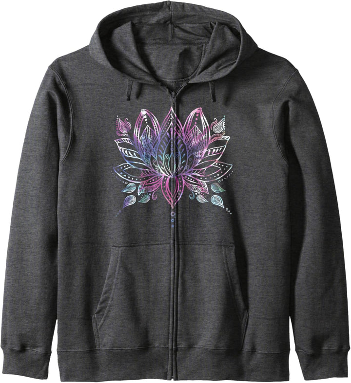 White Henna Lotus Yoga Bohemian C2 Kapuzenjacke