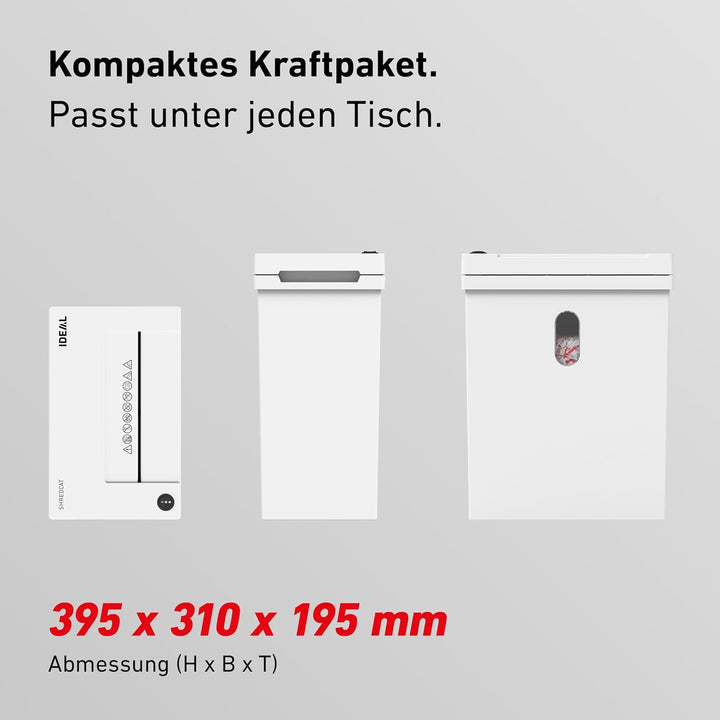IDEAL Shredcat 8100 CC Aktenvernichter P4, 10–12 Blatt (70–80g/m²), leise, 20L, Partikelschnitt 5×30