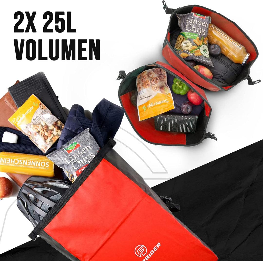 Forrider 2er Set Fahrradtaschen für Gepäckträger Wasserdicht Reflektierend | Gepäckträgertaschen 50L