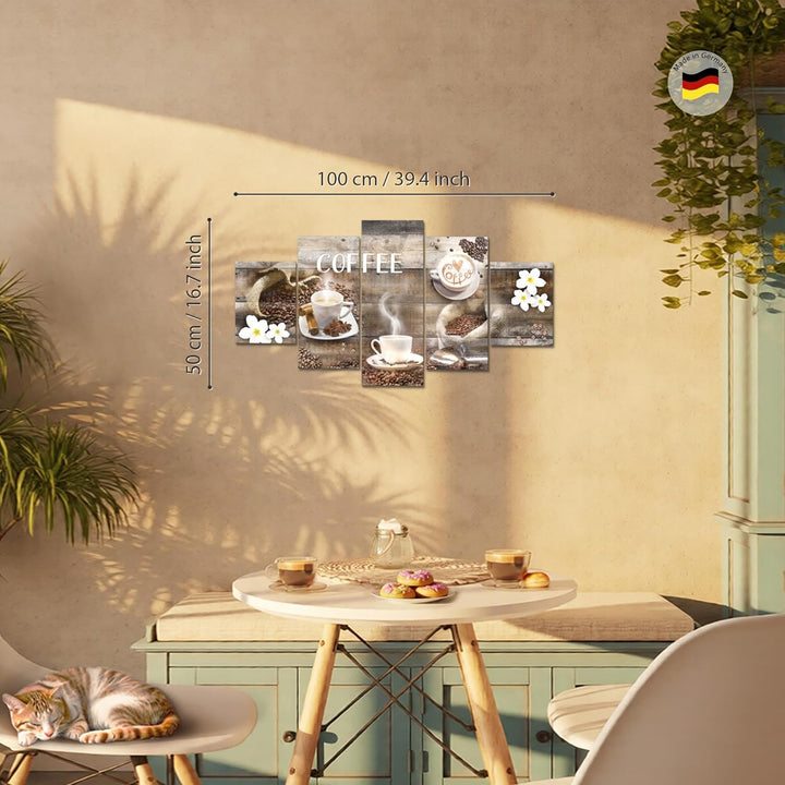 Runa Art Wandbilder Kaffee Küche 5 Teilig Bild auf Vlies Leinwand Deko Esszimmer Küchenbilder Küchen