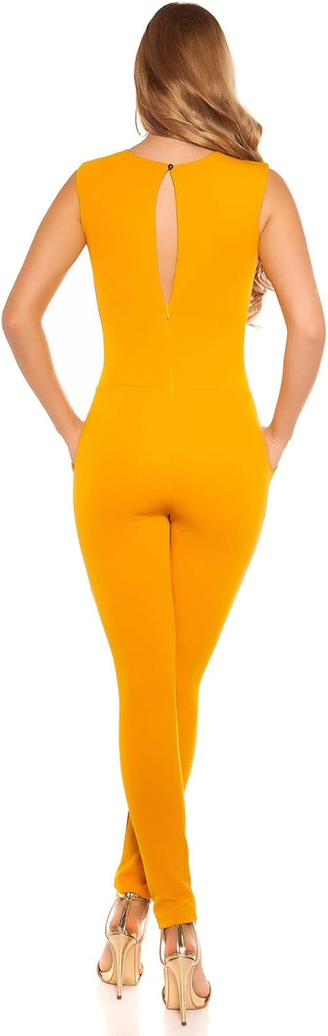 Koucla Damen Overall Jumpsuit Playsuit mit Schnalle XXS Senf, XS