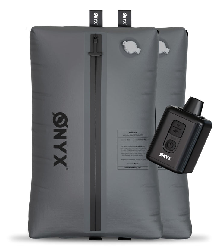 ONYX Aircube™ Vakuum Packing Cubes 2er Set – Inkl. kabelloser Vakuumpumpe – Platzsparender Koffer Or