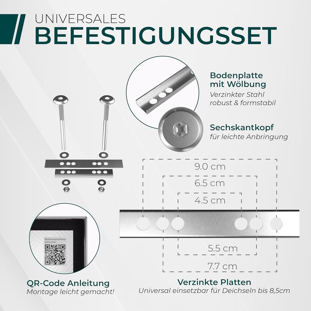 CARGO VA - Wasserfeste Deichselbox - Mit Befestigung & Vorhängeschloss - Abschliessbare Anhängerbox