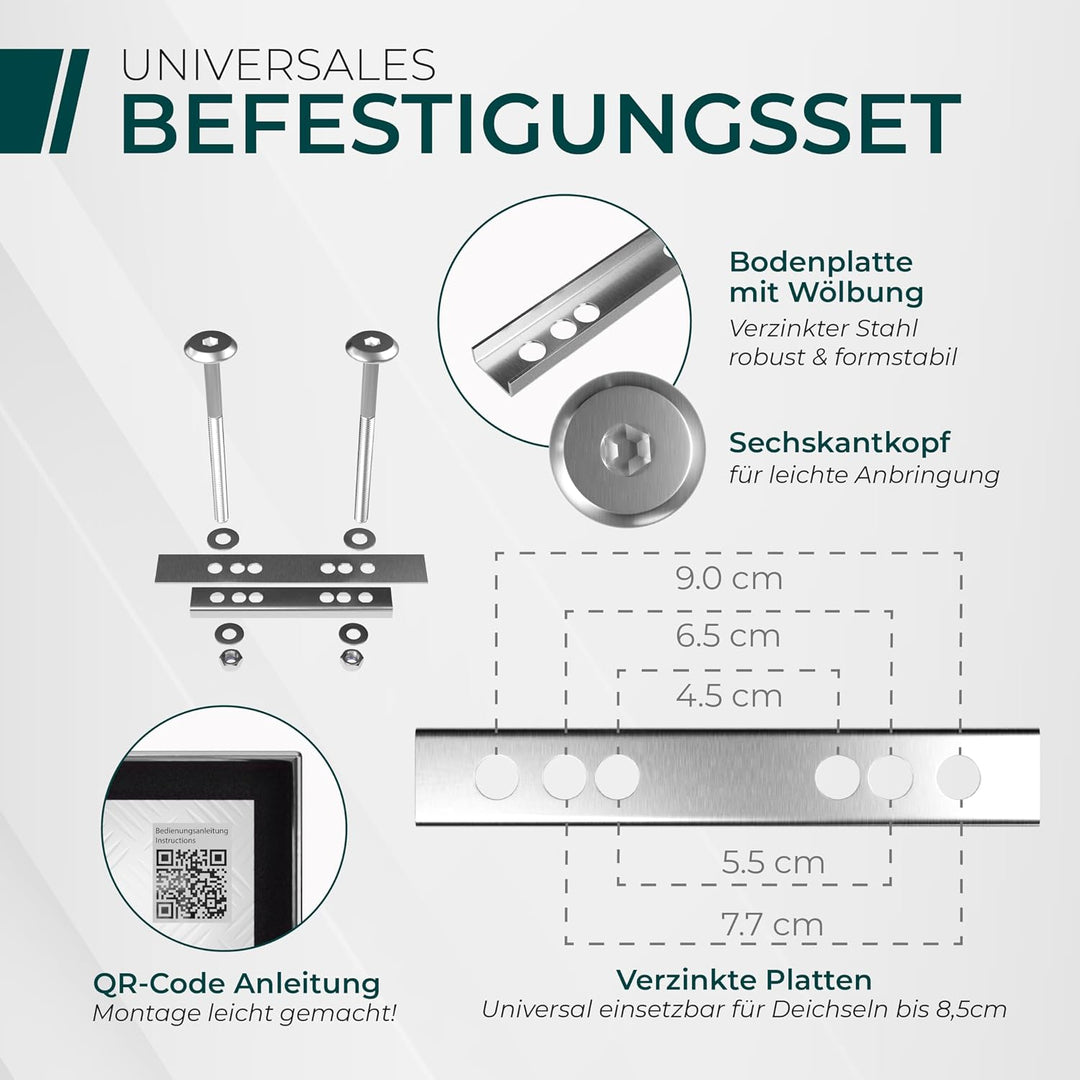 CargoVA - Wasserfeste Deichselbox - Mit Befestigung &amp; Vorhängeschloss - Abschliessbare Anhängerbox [