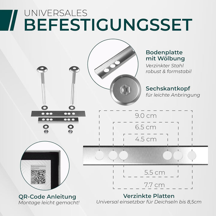 CargoVA - Wasserfeste Deichselbox - Mit Befestigung & Vorhängeschloss - Abschliessbare Anhängerbox [