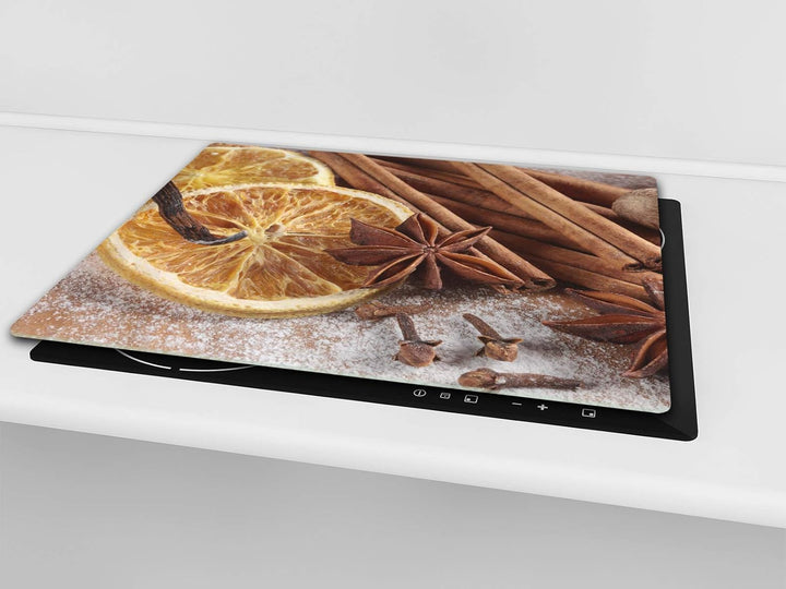 Küchenbrett aus Hartglas und Induktionskochplattenabdeckung – Schneideplatten SINGLE mit 60 x 52 cm