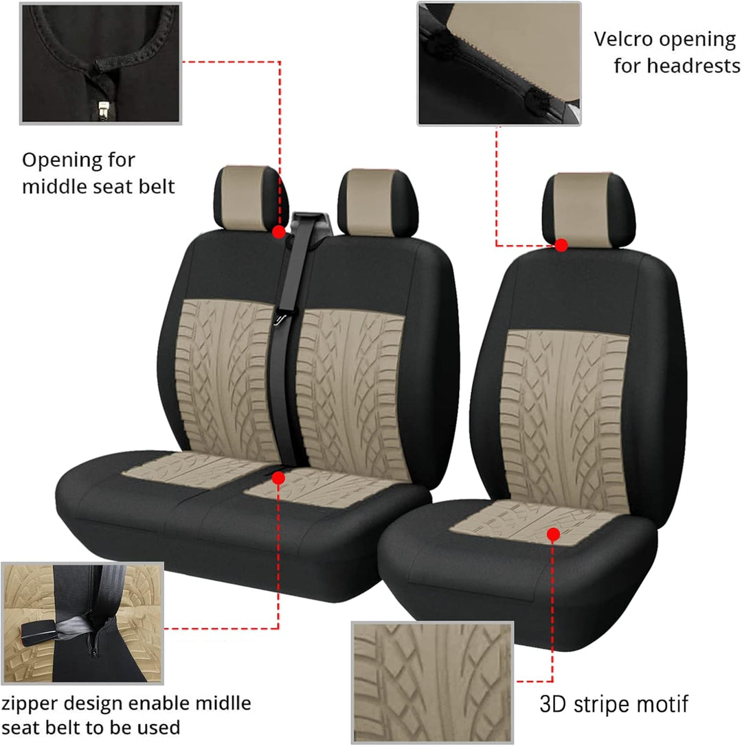 TOYOUN Universal Auto-Sitzbezüge für Transporter LKW Vorn Autositzbezüge 3D-Reifen-Spur-Muster Sitzb