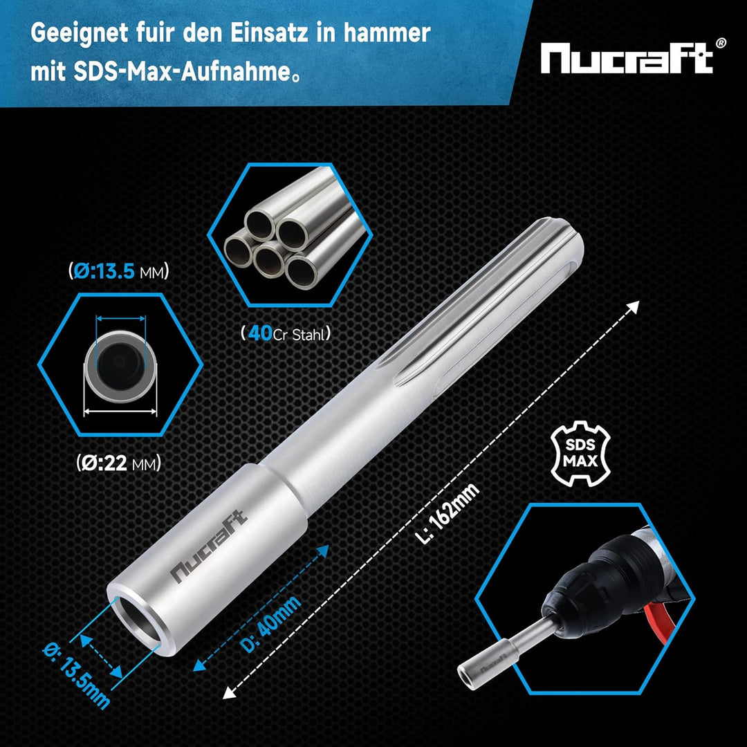 Nucraft SDS-MAX Professional Erdnageleintreiber zum Einstecken von Tiefenerder Erder Erdung Staberde