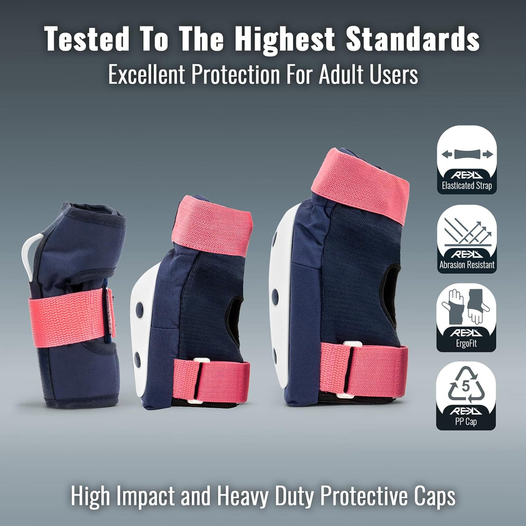 Rekd Heavy Duty Triple Pad Set Skateboard-Schutzset, Unisex, Erwachsene XS Blau / Rosa, XS Blau / Ro