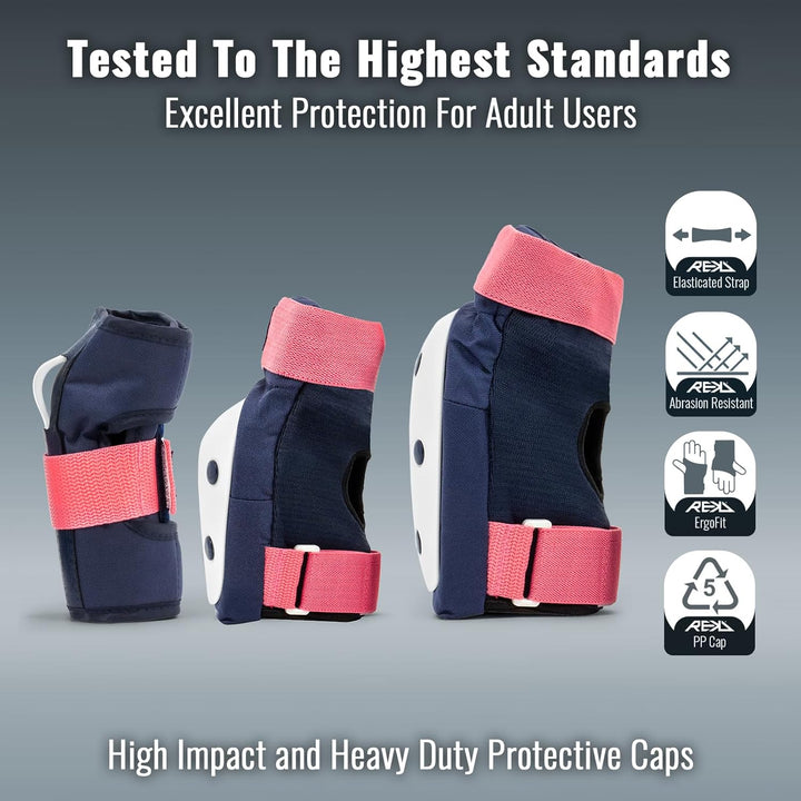 Rekd Heavy Duty Triple Pad Set Skateboard-Schutzset, Unisex, Erwachsene XS Blau / Rosa, XS Blau / Ro