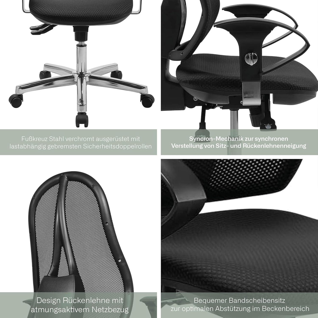 TOPSTAR Open Point SY AZ Bürostuhl, Kunststoff, Schwarz, One Size Schwarz monolithisch gepolstert, S