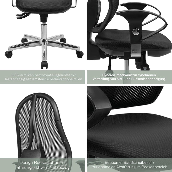 TOPSTAR Open Point SY AZ Bürostuhl, Kunststoff, Schwarz, One Size Schwarz monolithisch gepolstert, S