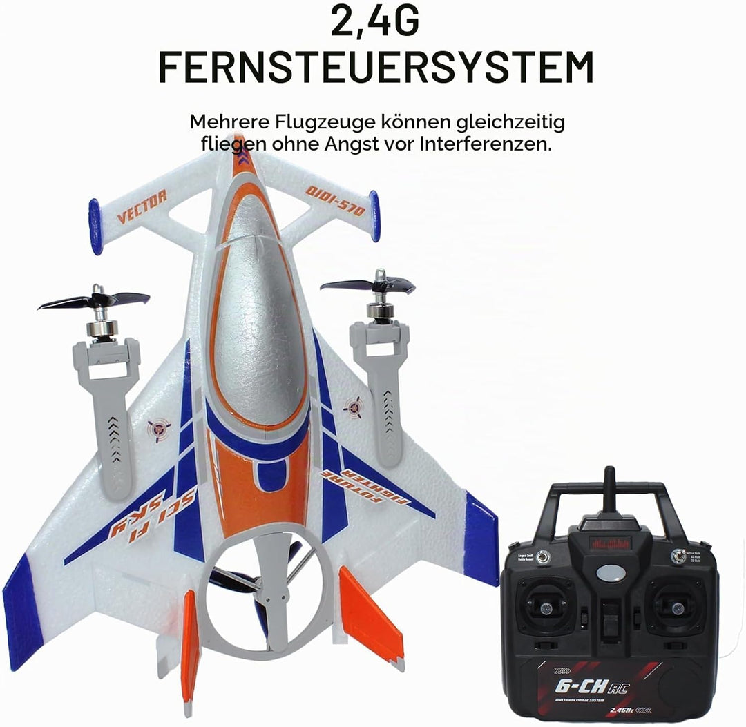 FLYCOLOR QIDI 570 RC Flugzeug 2,4 GHz 6CH RC Segelflugzeug Festflügelflugzeug 3 Flugmodelle Bürstenl
