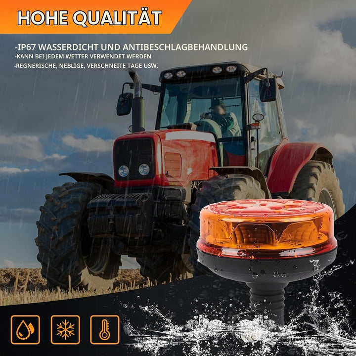 Qiping 12/24V LED Blitz Kennleuchte Orange Warnleuchte Amber Blitzlicht Gelb Strobe Light - ECE E9-g