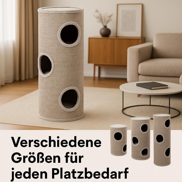 kratztonne für Katzen – Flamingo Greta L – 100 cm – Ø 38 cm – Sisal & Plüsch – geräumig
