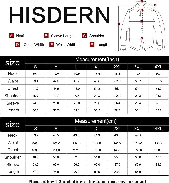 HISDERN Herren Hemd Checked Flanell Shirt, Herren Langarm Oberteil für Männer mit Brusttaschen, Butt