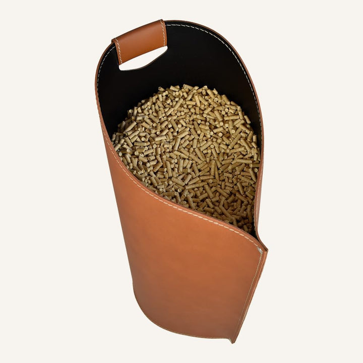LIMAC Design SAPEL, originaler Pellet-Tasche aus Leder, moderner Ofenpelletbehälter, Pellet-Organize