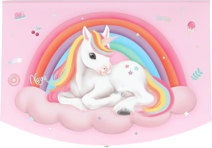 Depesche 13203 Ylvi - Kleines Schmuckkästchen in Pink, mit Einhorn Motiv und Muster, Schmuckbox mit