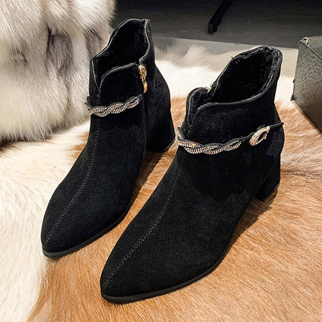 Stiefeletten Damen Comfort Stiefel Schnürstiefel mit Runder Zehenpartie Schwarz Schnürstiefeletten H