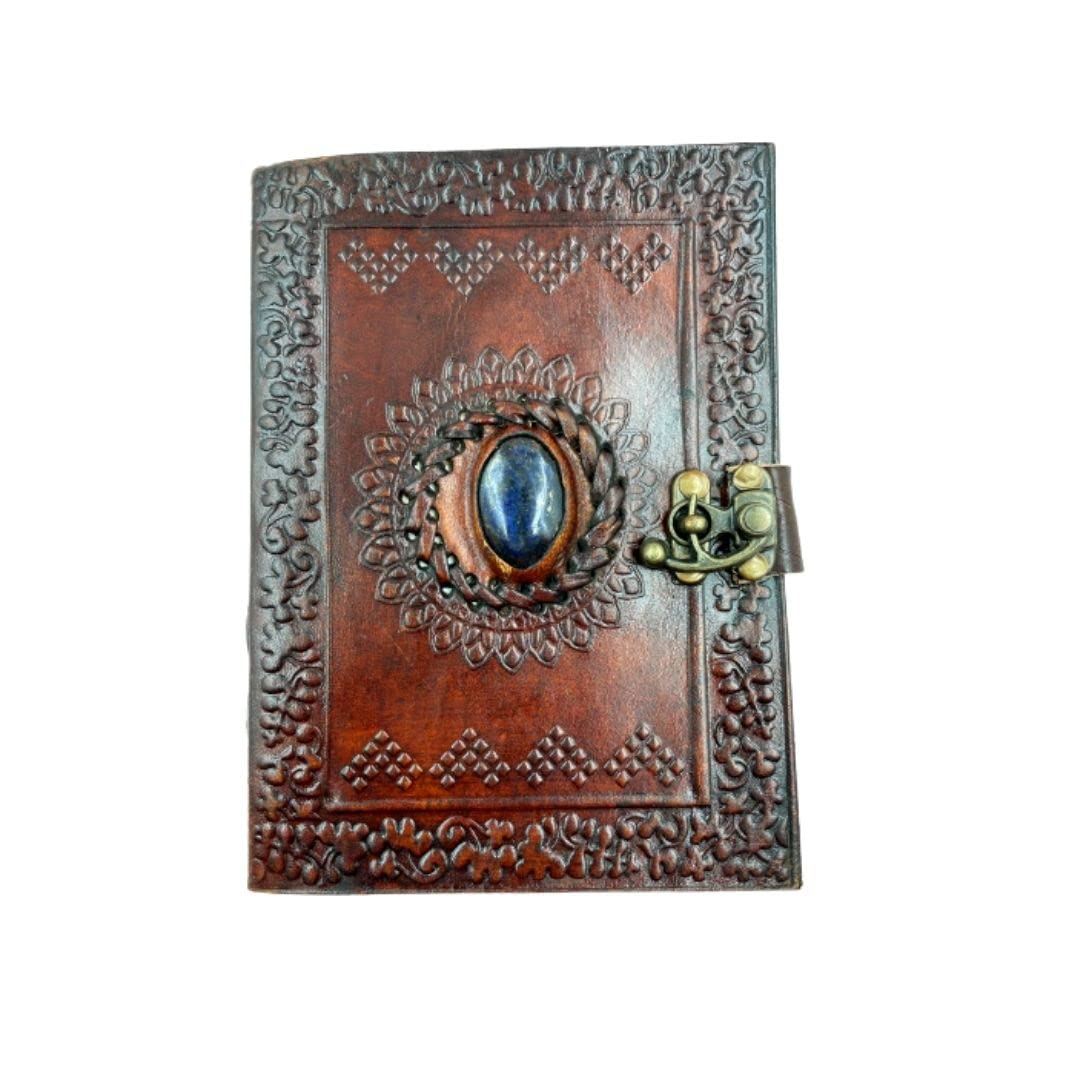 OVERDOSE Lapisstein-Tagebuch mit Messing-C-Schloss – handgefertigtes Deckle Edge Vintage Paper Leath