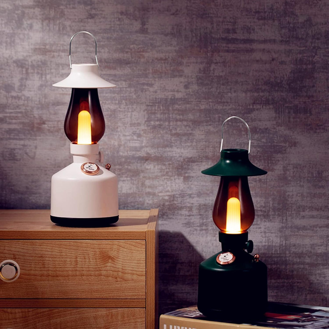 Vintage-Nachtlicht, Retro-Musik-Nachttischlampe, Tragbarer Bluetooth-Lautsprecher mit Dimmbarer, Wei