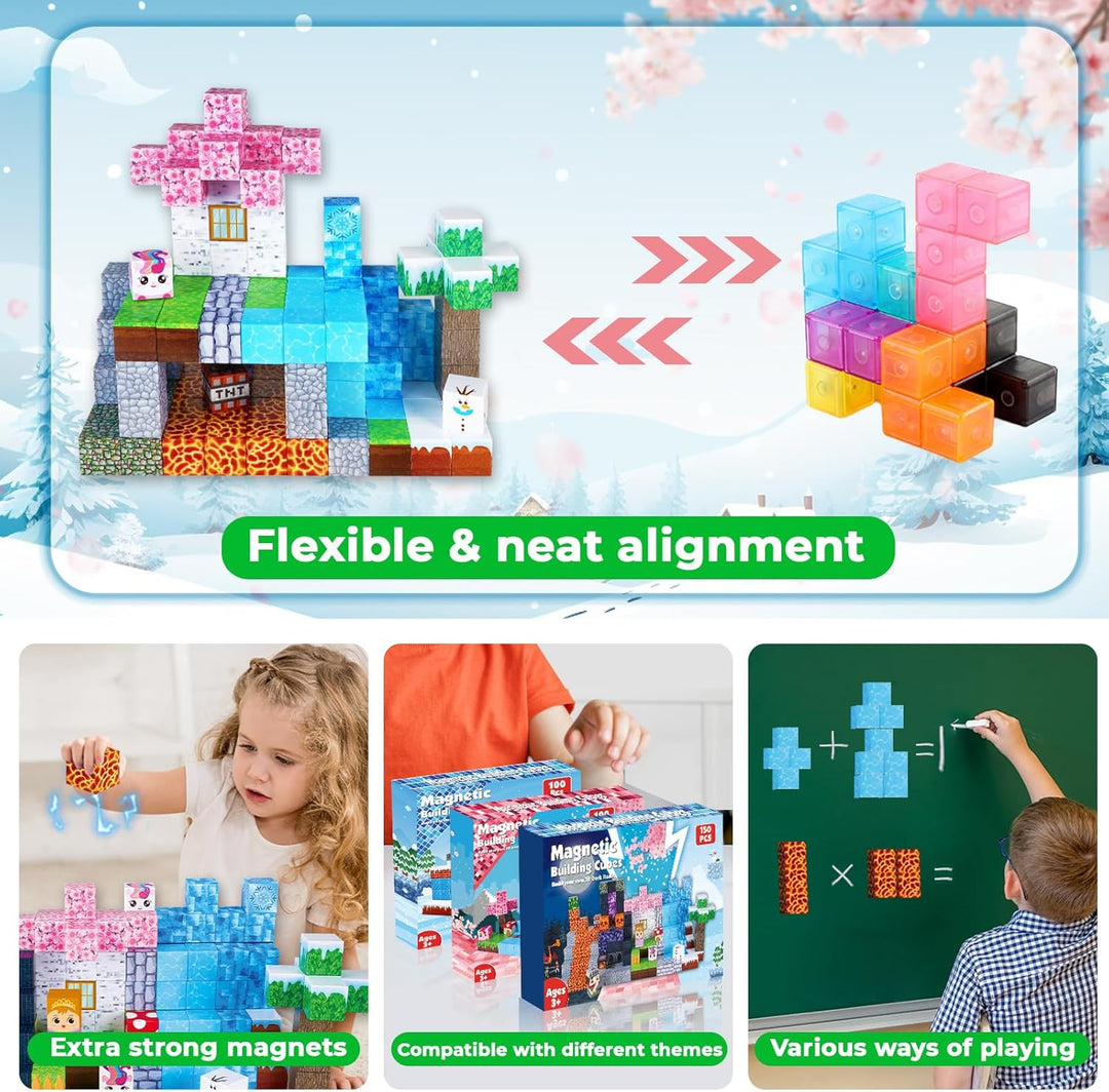 ToyUnited Magnetische Bausteine Magnetic Blocks Bauen Mine Fantasiewelt 150PCS Magnet Bausteine für