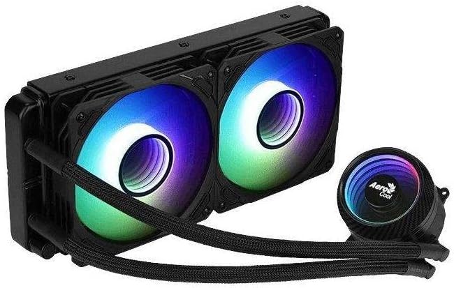 Aerocool MIRAGEL240, Flüssigkühlung CPU, 2 ARGB-Lüfter 12cm, TDP 400W, Schwarz