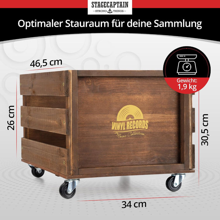 Stagecaptain SPKB-100 BN Bambus Schallplattenkiste “Emil” 3x Set - Aufbewahrungsbox für bis zu 100 L